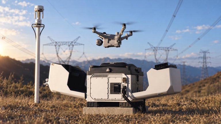 DJI Dock 4 junto al Matrice 5TD, sistema autónomo de drones con cambio de batería en 25 segundos
